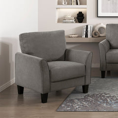 Modern Contemporary Upholstered Chair Brown Gray Plush Seat Comfort Durable Solid Wood Living Room Furniture 1pc