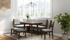 Cherry Table with Curved Bench, Backless Bench and 2 Side Chairs
