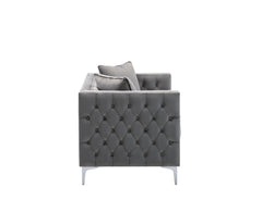 Noir 63"W Gray Velvet Loveseat