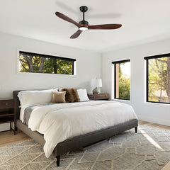 52 Inch Ceiling Fan with Light, 3 Solid Wood Blades,Remote Control,6-speed Reversible DC Motor for Living Room,Bed Room,Dining Room.