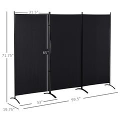 HOMCOM 6' 3 Panel Room Divider, Indoor Privacy Screen for Home, Black