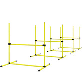 PawHut 4 Piece Dog Agility Set with Adjustable Height Jump Bars, Carry Bag, Displacing Top Bar, Yellow Yellow