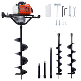 2.7HP Post Hole Digger 63cc Gas-Powered 2-Stroke Auger Digging Drill Shaft Size 3/4" ,EPA certificated with L4"+L6"+L8" DRILL BITS+EXT ROD KITS