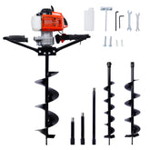 2.7HP Post Hole Digger 63cc two person handle Gas-Powered 2-Stroke Auger Digging Drill Shaft Size 3/4" (Machine Only)EPA COMPLAINT WithL4"+L6"+L8" DRILL BITS+EXT ROD KITS