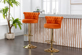 UNITED WE WIN Velvet 360 ° Rotating Bar Chair, Handmade Backrest with One Click Adjustable Height Bar Chair, Very Soft Pillow Kitchen Dining Chair, Modern Bar Chair on Kitchen Island, Cafe 2PC/SET