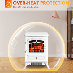 HOMCOM Fireplace Stove, Electric Fireplace Heater with Realistic LED Flames and Logs, 725W/1450W, White