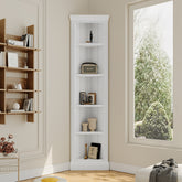 83.4"Tall Modern Corner Shelf,5 Tier Corner Bookcase, Storage Standing Shelf Unit, Open Corner Plant Display Stand for Small Space for Living Room,Wall Corner, Home Office,White