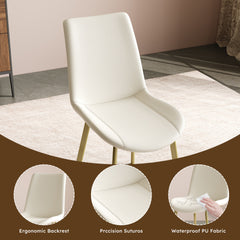 Dining Chairs Set of 4, Modern Design Home Chairs, PU Leather Metal Dining Chairs for Kitchen Dining Room-White