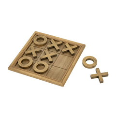 12.2x12.2" Wooden Tic-Tac-Toe Game Set with Brown and Gold Finish