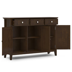 Acadian 51 inch Wide Solid Wood Entryway Storage Cabinet in Brunette Brown