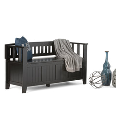 Acadian 48 inch Wide Solid Wood Entryway Storage Bench in Black