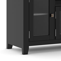 Cosmopolitan 72 inch Wide Solid Wood TV Stand in Black For TVs up to 80 inches