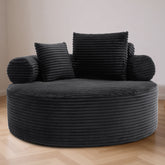 Round Sofa Bed with Memory Foam Sectional Couches for Living Room, Cloud Couch with three pillows, Black