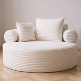 Round Sofa Bed with Memory Foam Sectional Couches for Living Room, Cloud Couch with three pillows, White