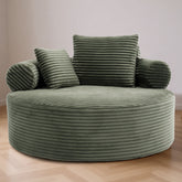 Round Sofa Bed with Memory Foam Sectional Couches for Living Room, Cloud Couch with three pillows, Green