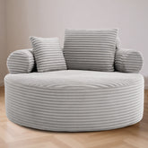 Round Sofa Bed with Memory Foam Sectional Couches for Living Room, Cloud Couch with three pillows, Grey