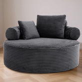 Round Sofa Bed with Memory Foam Sectional Couches for Living Room, Cloud Couch with three pillows, Grey