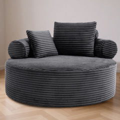 Round Sofa Bed with Memory Foam Sectional Couches for Living Room, Cloud Couch with three pillows, Grey