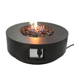 11" H x 30" W Fiber Reinforced Concrete Propane Gas Outdoor Fire Pit Table with Lid