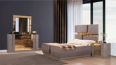 Lorenzo Queen 4 Pc Bedroom Set made with wood and gold accents in Gray