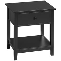 HOMCOM Modern Side Table for Living Room, End Table, 2-tier Side Table with Drawer and Storage Shelf, Black