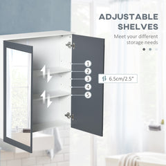 kleankin Bathroom Mirror Cabinet, Wall Mounted Medicine Cabinet with Mirror, Double Doors and Adjustable Shelves, White