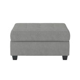 Modern Living Room Furniture 1pc Gray Microfiber Upholstered Storage Ottoman Tufted Details
