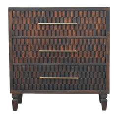 Solid Wood Arno Chest,Mocha Tone,3-Drawers