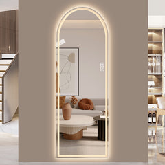 65" x 21" Arch LED Bathroom Mirror - Dimmable Wall Mount Vanity Mirror with Anti-Fog, Shatterproof Glass, Tri-Color Lighting for Makeup Studio & Home Gym