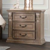 Luxurious Traditional Look 1pc Nightstand Weather Oak Finish Curved Detail Bedroom Furniture Solid wood Bedside Table
