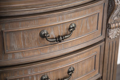 Luxurious Traditional Look 1pc Nightstand Weather Oak Finish Curved Detail Bedroom Furniture Solid wood Bedside Table