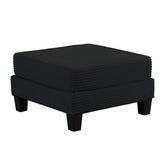 Contemporary Style Square Storage Ottoman Wooden Legs Black Finish Primary Living Room