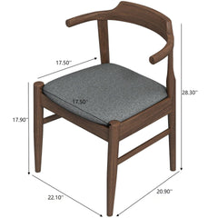 Leon Mid-Century Modern Grey Fabric Dining Chair (Set of 2), Solid Wood, Stylish and Versatile