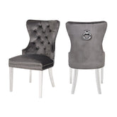 Erica 2PC stainless steel Legs chairs made with Tufted Upholstered Velvet Fabric Dark Gray
