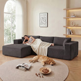 Modular Sectional Sofa, Cloud Sectional Couch with Deep Seat, Modern Modular L-Shape Sofa with Chaise,Upholstered Boneless Couches for Living Room (Corduroy, GREY)