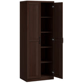 HOMCOM 63" 2-Door Kitchen Pantry, Freestanding Cabinet with 2 Adjustable Shelves for Dining Room, Cinnamon Cherry Wood Grain