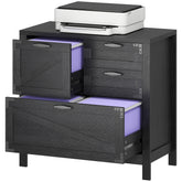 HOMCOM Lateral Filing Cabinet, Farmhouse File Cabinet with 4 Drawers, Fit Letter/A4/Legal Hanging Files, Black
