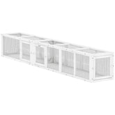 PawHut Wooden 98" Cat Tunnel for Outdoor with Combinable Design, 8 Doors, White