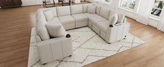 108.7" Sectional Sofa Convertible Pull-out Sofa Bed U-shaped Sofa for Living Room, Beige