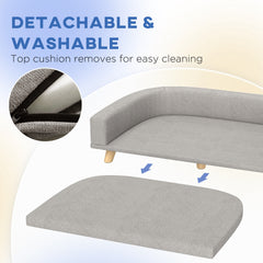 PawHut Dog Sofa Couch Bed with Washable Cushion for Large Dogs, Cats, Gray