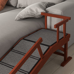 PawHut Wooden Dog Ramp with Removable Guardrails, Non-Slip Surface, 49" Long, Brown