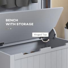 HOMCOM Entryway Hall Tree with Coat Rack and Sitting Bench, Mudroom Bench with Storage, and Hooks, Gray