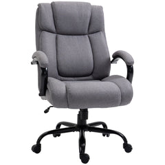 High Back Big and Tall Executive Office Chair 484lbs with Wide Seat, Computer Desk Chair with Linen Fabric, Adjustable Height, Swivel Wheels, Light Grey