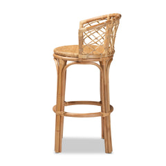 Modern Bohemian Natural Brown Rattan Bar Stool
