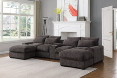 Modern - Luxe Modular Sectional Sofa with Built - in Console & Reclining Elements for Contemporary Living Spaces