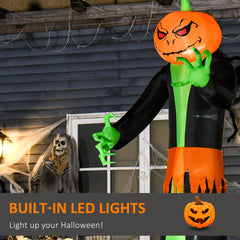 HOMCOM 9' Halloween Inflatables Outdoor Decorations Pumpkin Head Ghost, Blow Up LED Yard Decor for Garden, Lawn, Party, Holiday, Waterproof