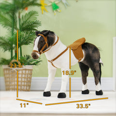 Qaba Ride on Horse for Toddlers 3-8 Years Old, Stuffed Animal Horse Toy with Neighing Sound, Brown