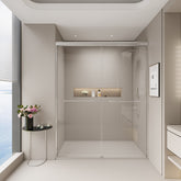 56-60 in. W x 72 in. H Double Sliding Shower Door, Semi-frameless Bypass Bathroom Sliding Door with 1/4" (6mm) Tempered Glass for Walk-in Shower, Chrome GF-24D03-60CX
