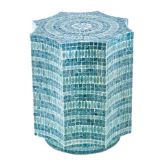 17x17x20" Stool with Capiz Design, Blue Multi