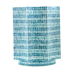 17x17x20" Stool with Capiz Design, Blue Multi